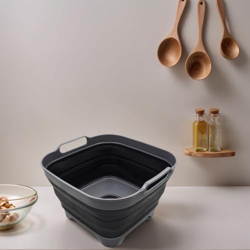 SAMMART 10L (2.64 Gallon) Collapsible Dishpan with Draining Plug - Foldable W...