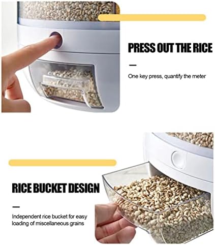 Dry Grain & Rice Storage Container - 12L Separate Rice Bucket Cereal Disp...
