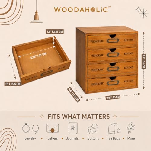 Modular Stackable Apothecary Cabinet 4 Drawer Desk Organizer - Retro Library ...