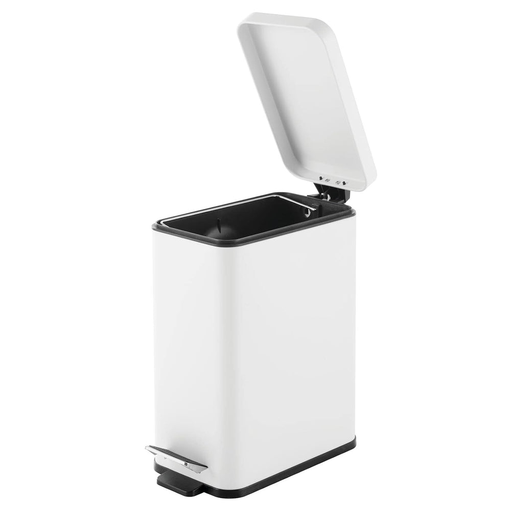 mDesign Pedal Bin — Waste Bin with Pedal, Lid and Plastic Bucket Insert for B...