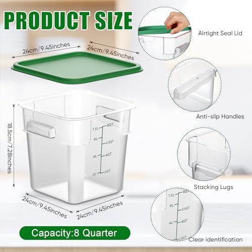FoldTier 2 Pieces Square Food Storage Containers Polycarbonate Clear Food Con...
