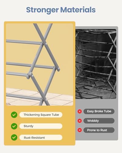 APEXCHASER Oversize 3-Tier Clothes Drying Rack, No Install, Grey