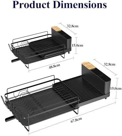 Kitsure Extendable Dish Drying Rack, 19.2"-26.7" L x 12.9" W, ...