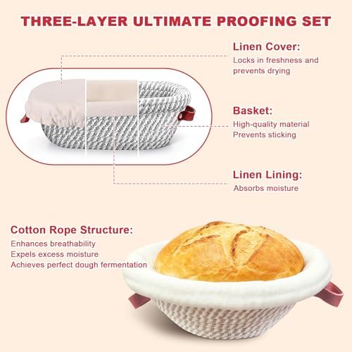 Sourdough Starter Kit with 2 Proofing Baskets & Starter Jar for Beginners