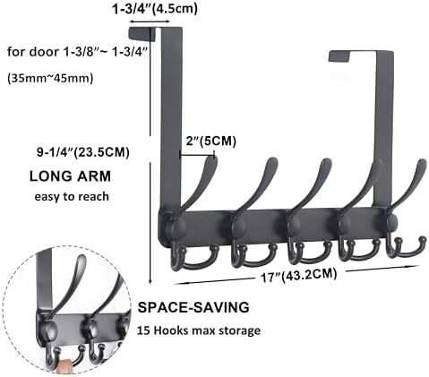 Dseap Over The Door Hook Hanger - Fits 1 3/8" to 1 3/4" Standard Do...