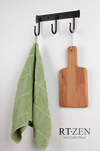 RTZEN Classic Farmhouse Wall Mount Multi-Use Wrought Iron Hook Set (3 Pack)
