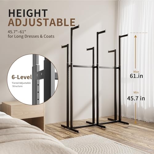 Retail Clothing Rack with Wheels, Heavy Duty 6-Arm Commercial Garment Rack