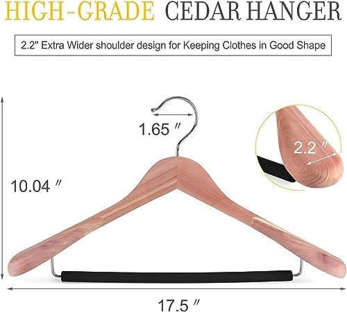 TOPIA HANGER Unfinished American Red Cedar Wood Coat Suit Hangers, Luxury Woo...