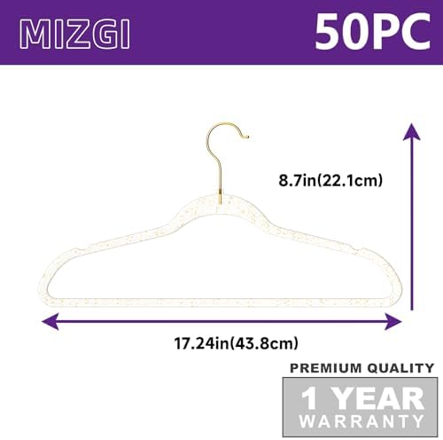 Premium Clear Invisible Acrylic Hangers,Crystal Plastic Hangers with Bling Go...