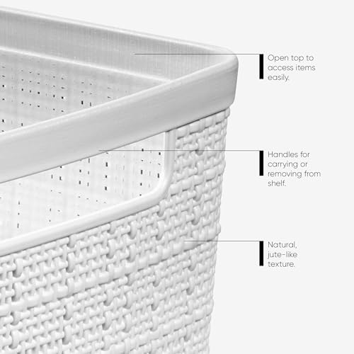 Curver Set of 2 XL 30.5L Jute Decorative Plastic Organization and Storage Bas...