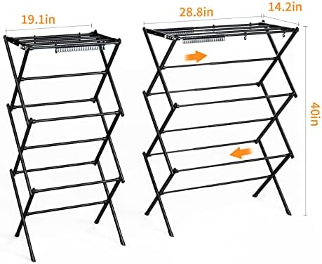Clothes Drying Rack Foldable Drying Rack Clothing Black-1pack