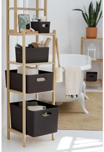 Decorative Plastic Basket Lidded Home Storage Bins Organizer Baskets, Large B...