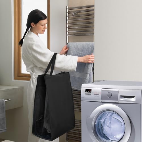 FENTEC Hanging Laundry Hamper,2 Pack Black Hanging Laundry Basket