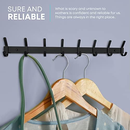 Coat Rack Wall Mount – 24 Inch Stainless Steel Hook Rail with 8 Double Coat H...