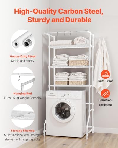 VEVOR Over the Washer and Dryer Storage Shelf, 3 Tier Laundry Room Drying Rac...