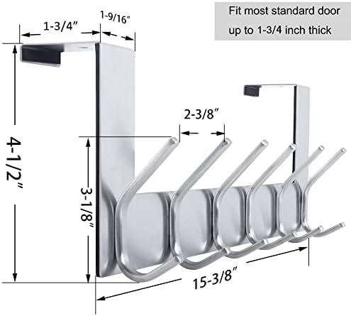 WEBI Over The Door Hooks Door Hanger:Over The Door Towel Rack with 6 Hooks fo...