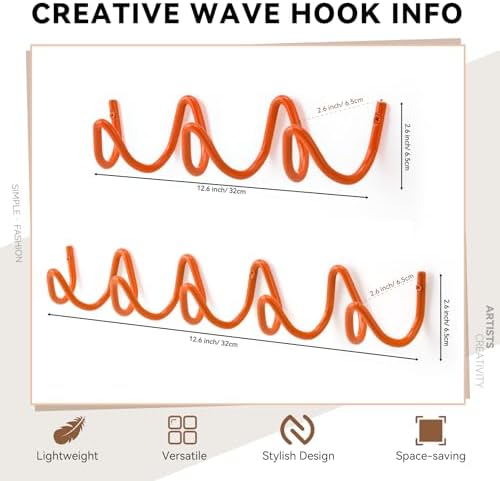 Coat Rack Wall Mount, Creative Wave Wall Hooks 20KG Capacity, Easy Installati...