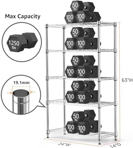 M MZG 2 PCS Wire Storage Shelving, 3-Tier((11.8" D x 17.7" W x 26.3...