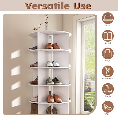 6-Tire Round Rotating Shoe Rack,360°Spinning Shoe Display,Shoe Organizer Spin...