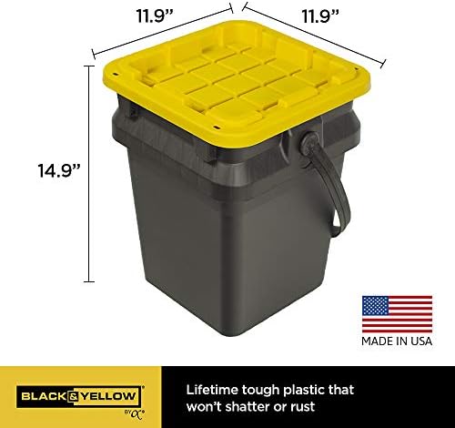 CX Heavy Duty 5-Gallon Square Buckets with Lids for Organization, 3pk