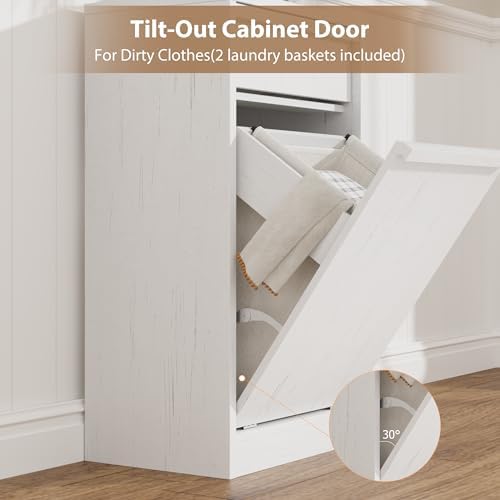 IDEALHOUSE Single Tilt-Out Laundry Hamper Cabinet, 10gal Trash Can Cabinet