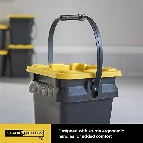 CX Heavy Duty 5-Gallon Square Buckets with Lids for Organization, 3pk