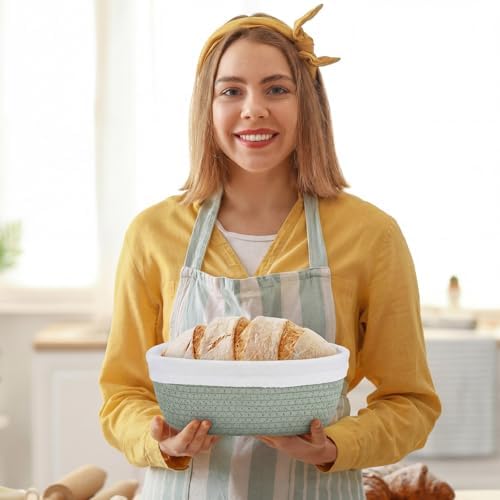4 Pcs 10 Inch Cotton Rope Banneton Bread Proofing Basket Set Oval Banneton Ba...