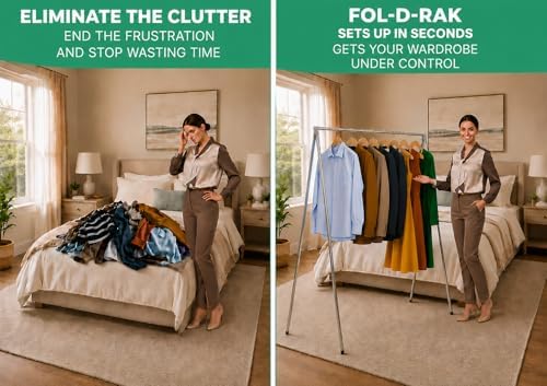 FOL-D-RAK Portable Clothing Rack, Folding Garment Rack with Carry Bag-no Asse...