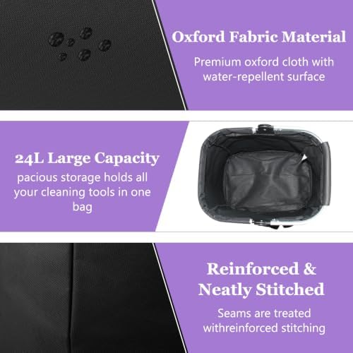 2026 Updated 24L Cleaning Caddy with Handle,10 Pocket Cleaning Basket,Black