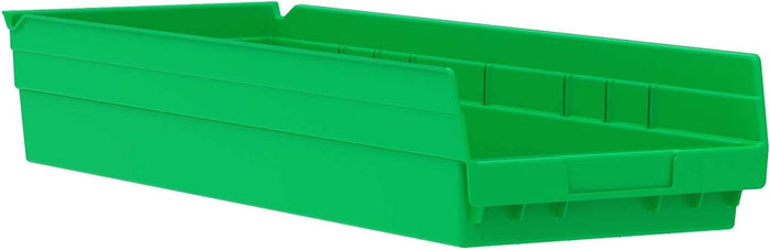 Akro-Mils 30184 Heavy Duty Plastic Shelf Bins, 24"x 8"x 4", Green, 6-Pack