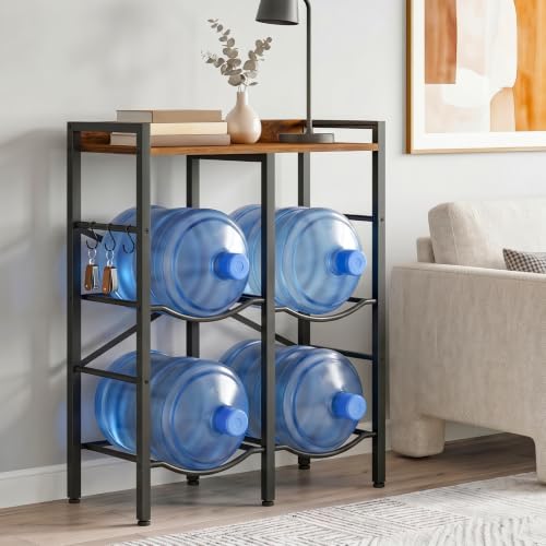 HOOBRO 5 Gallon Water Jug Holder 4 Bottles, Water Jug Rack, 2 Tier Water Bott...