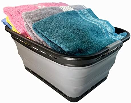 SAMMART 42L (11 Galloons) Collapsible Plastic Laundry Basket - Foldable Pop U...