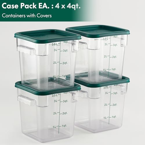 CURTA 4 Pack Food Storage Container with Green Lid - NSF Commercial Grade in ...