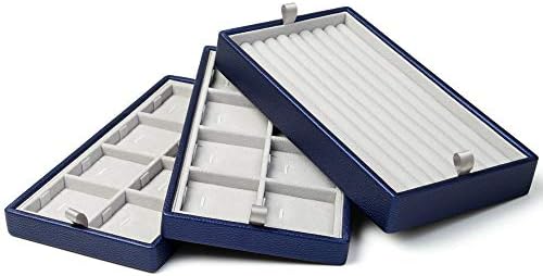 Oirlv Blue Leather Jewelry Box Handmade Travel Jewelry Organizer Storage Case...
