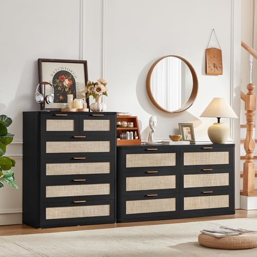 LEYAOYAO Rattan Dresser for Bedroom, 41" Tall Chest of Drawers
