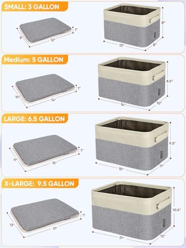 BALEINE 4 Pack Fabric Closet Storage Bins for Shelves, Linen Closet Organizer...