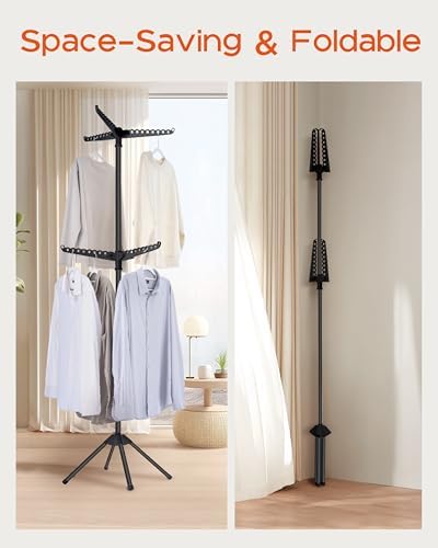 CASAMAYA Clothes Drying Rack Foldable, 74.8 inch 2 Tier Laundry Drying Rack w...