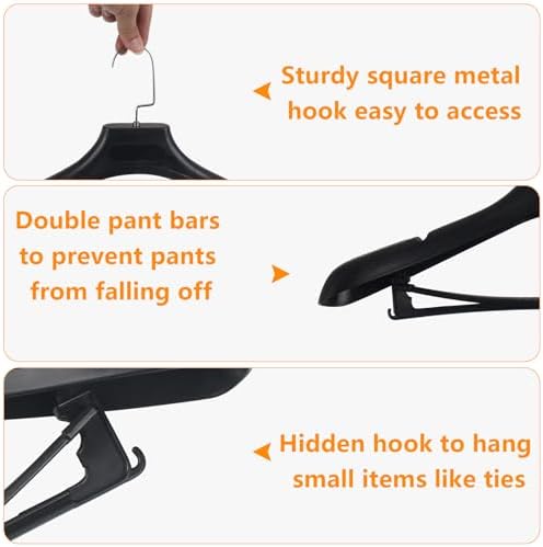Plastic Extra Wide Suit Hangers, Pack of 15, Width: 17.7",Notched Should...