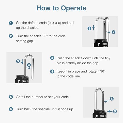 Puroma 10 Pack Combination Lock 4 Digit 2.6 Inch Padlock Gate Shed Black