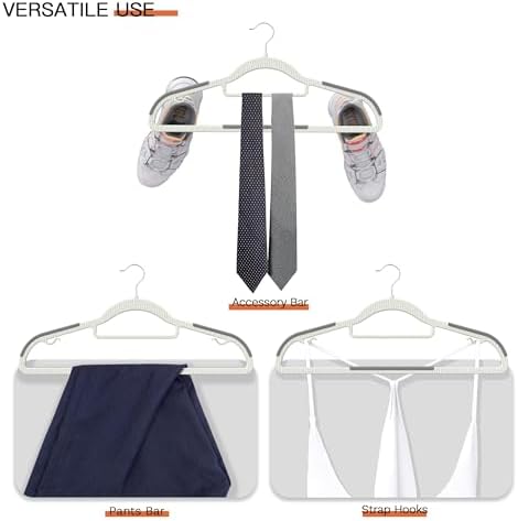 60 Pack Heavy Duty Plastic Hangers, Non Slip Clothes Hangers with Rubber Pads...