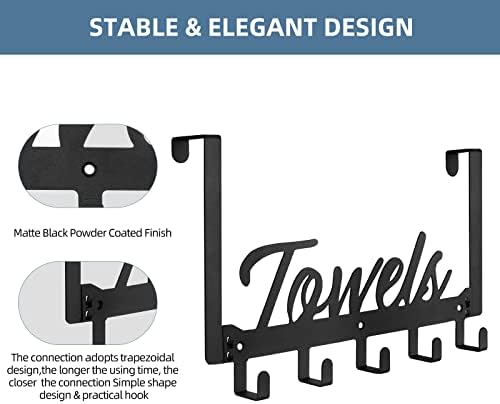 Azmoncy Over The Door Hooks, Towel Rack Towel Hooks for Bathroom, Towel Holde...