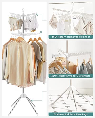 SONGMICS Clothes Drying Rack, 72.8-Inch Drying Rack, 3 Rotatable Arms