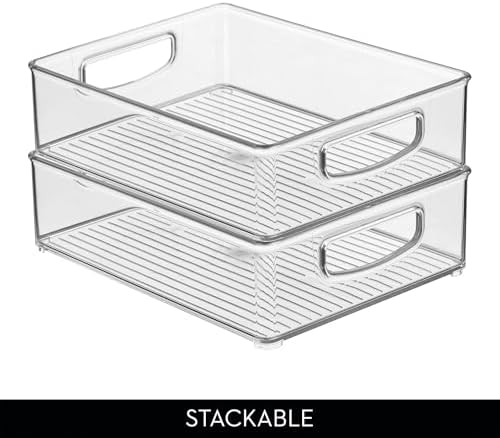 iDesign Plastic Stackable Pantry Bin, Set of 4, Clear