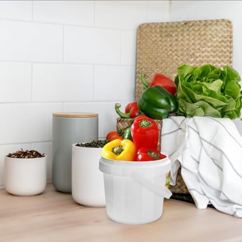 13 Pack White Plastic Bucket with Handle and Lid Food Storage Containers Roun...