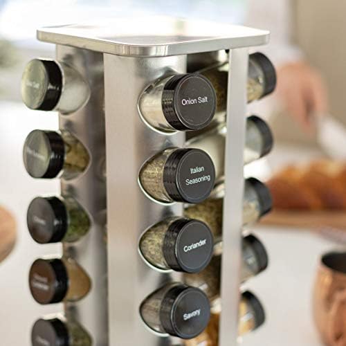 Orii 20 Jar Rotating Spice Rack with Spices Included & 5-Year Free Spice ...