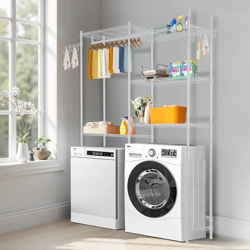 VEVOR Over the Washer and Dryer Storage Shelf, 5 Tier Laundry Room Drying Rac...