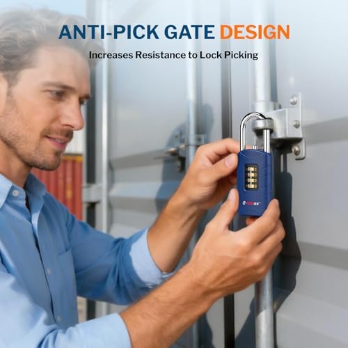 Forge 4-Digit Combination Padlock with Backup Keys, Recover Forgotten Code, W...