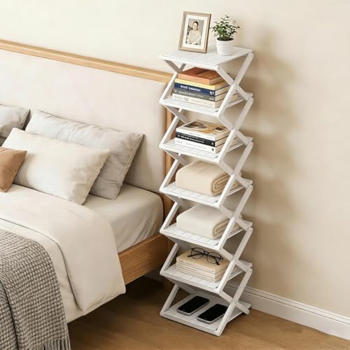 Bamboo Shoe Rack - No Assembly Required, Tall Narrow Foldable Shoe Organizer,...