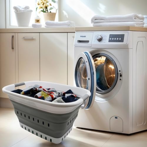 SAMMART 37L (9.77 gallon) Collapsible Plastic Laundry Basket - Foldable Pop U...