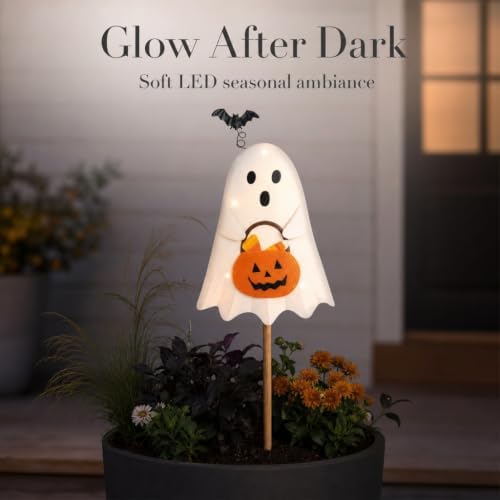 Mud Pie Ghost Halloween Decor, Light Up Ghost Yard Stake